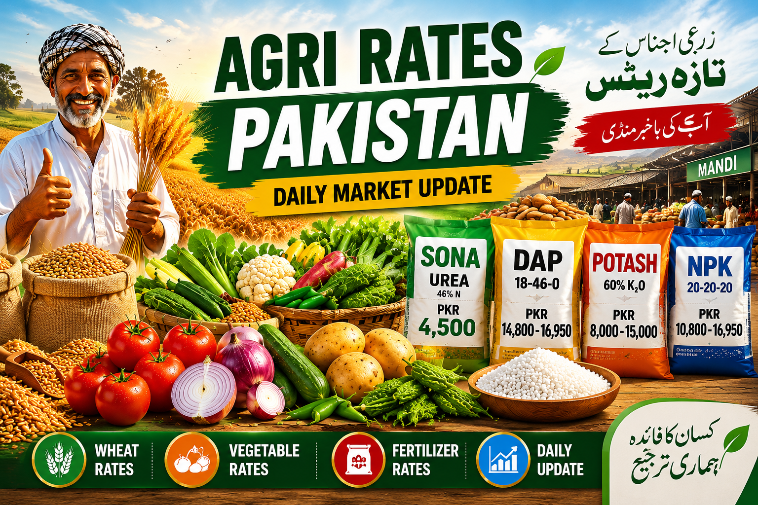 Pakistan Wheat, Vegetable & Fertilizer Market Rates